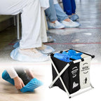 Foldable Disposable Shoe Cover Box Dispenser, Thickened Oxford Fabric Storage Bin Holder with Welcome Please Cover Your Shoes and Used Shoe Covers Sign for Open House Supplies(Black, White)