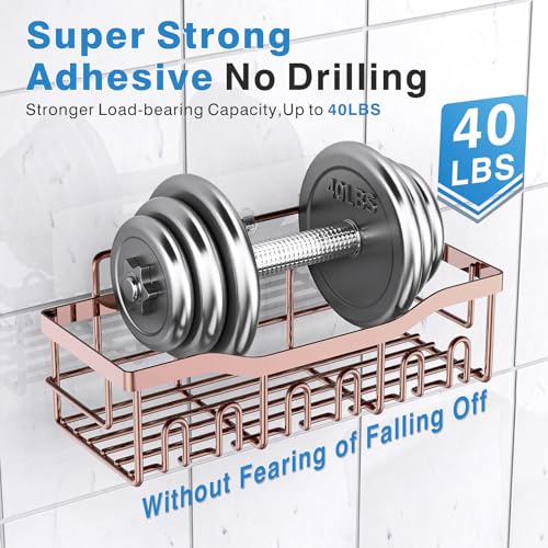 EUDELE Shower Caddy 2 Pack,Adhesive Shower Organizer for Home Decor&Kitchen Organizers,No Drilling,Rustproof Stainless Steel Bathroom Shelf Organizer - color: Pink Gold