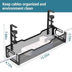 Under Desk Cable Management Tray, No Drill Mesh Desk Cable Tray, Wire Management Tray Cable Management Rack, Wire Organizer and Cable Management Box (Black) - color: 1Pack-Black (15.3'')