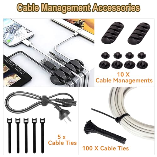 YUANYE Cable Management Box Cable Management Kit for Power Strip to Hide Wires,Cord Organizer Boxes,Safe ABS Material Wire Organizer of Cable Clips Sleeve for Home & Office,3Pack-128PCS/White - color: White