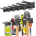 PIYILO Garage Tool Organizer Wall Mount with 48 inches Rails and 6 Double-layer Hooks, Garden Tool Rack Heavy Duty, Garage Hanging Storage Rack For Yard Tools, Shovel, Shed - size: 48 inch Double-Layer 6-Hook
