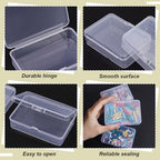 BENECREAT 12 Packs PP Plastic Bead Container Box, 3.7x2.6x1inch Rectangle Storage Organizer Box, Dustproof Case with Hinged Lid for Cards, Beads and Craft Supplies - size: 3.7x2.6x1inch
