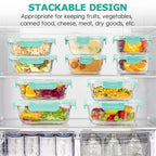 34pcs Glass Food Storage Containers with Lids Set, Airtight Glass Meal Prep Containers (17 Containers & 17 Lids), Leak Proof Lunch Container BPA-Free, Microwave, Oven, Freezer, Dishwasher Safe-Green - color: Green