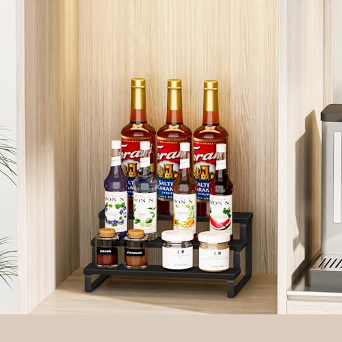 Giikin 3 Tier Spice Rack, Cabinet Organizer Shelf, Wooden Spice Rack for Countertop, Kitchen Counter Storage Shelves Cupcake Stand Holder Display Stand, Black - color: Black, 3 Tier, 1 Pack, size: 3 Tier 1 Pack