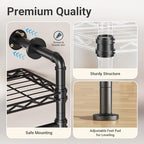 Timate F4 Wall Mounted Clothes Rack Industrial Pipe Clothing Rack for Hanging Clothes, Expandable Garment Rack Heavy Duty Wardrobe Closet Organizer and Storage, Black Adjustable Industrial Closet Kit - color: Black