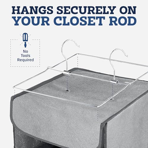 ZOBER Hanging Closet Organizer, 5-Shelf - Hanging Storage Organizer Shelves for Clothes, Towels, Toys - College Dorm Room, Nursery, & Home Closet - color: Grey, size: 5-Shelf