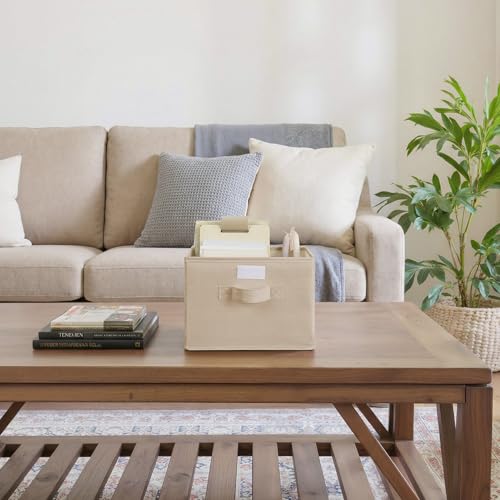 GRANNY SAYS Small Storage Bins with Lids, Small Storage Boxes, Shelf Baskets for Shelf, Collapsible Storage Bins for Living Room, Bedroom, 10x8x7 Inch, Khaki, 2-Pack - color: Khaki, size: Small-2 Pack
