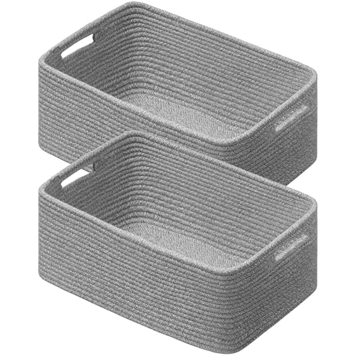 UBBCARE 2 Pack Storage Baskets for Shelves, Large Woven Storage Baskets, Dog Toy Bins, Baskets for Organizing Clothes, Towels, Books, Blanket, 17"L x 13"W x 7.5"H, Grey - color: Grey, size: 2 Pack-17"(L)×13"(W)x7.5"(H)
