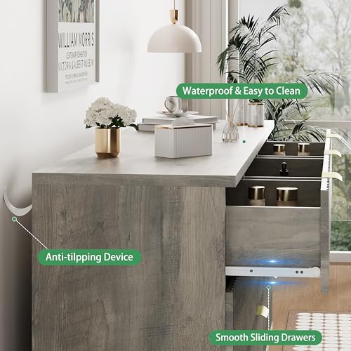 Xixini Fluted Dresser for Bedroom with 9 Drawers, 57" Wide Modern Chest of Drawers with Metal Handle, Wooden Dresser TV Stand, Wood Closet Clothes Storage Organizer for Living Room, Hallway, Grey - color: Grey, size: 15.6"D x 57.1"W x 30.5"H (9 Drawers)