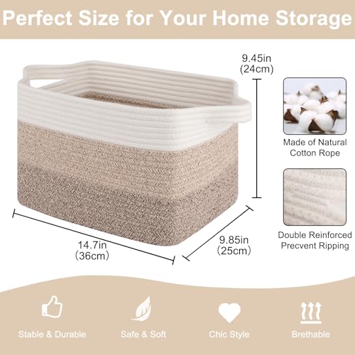 OIASKET Storage Baskets for Organizing, Woven Baskets for Shelves, Rectangle Decorative Organizer for Storage Clothes, Toy, Books, Towels Nursery Bins 3 Pack (Gradient Yellow, 14.17"x9.85"x9.45") - color: Gradient Yellow, size: 14.17"x9.85"x9.45"