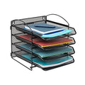 Mind Reader 4-Tier Paper Tray, File Storage, Desktop Organizer, Wall Mountable, File Organization, Metal Mesh, Black - style: 4-Tier