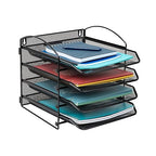 Mind Reader 4-Tier Paper Tray, File Storage, Desktop Organizer, Wall Mountable, File Organization, Metal Mesh, Black - style: 4-Tier