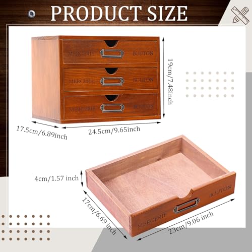 Wesiti 3 Drawer Vintage Wooden Desk Organizer, Apothecary Cabinet Storage Drawers, Rustic Shelf Drawer, Home Office Organizers and Accessories, Embroidery Floss, Craft, Art, Jewelry Storage, Stackable - color: Brown, size: 3 Drawers