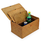 Woven Wicker Storage Bins with Lid, Seagrass Basket for Shelf Organizer, Extra Large, Set of 3 - size: Set of 3 (S+M+L)
