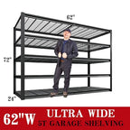 62" W x 24" D x 72" H Garage Shelving Heavy Duty Metal Shelving 3500LBS Storage Shelves Adjustable Metal Shelves for Storage Industrial Garage Shelves for Warehouse Basement (5T 72*62*24) - size: 5T 72*62*24