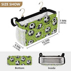 Bedside Caddy Hanging Bunk Bed Caddy Bed Organizer Hanging Pocket with 2 Hooks Bedside Storage Organizer Pocket Bag Holder Deep Green Soccer Balls Dots - color: Deep Green Soccer Balls Dots