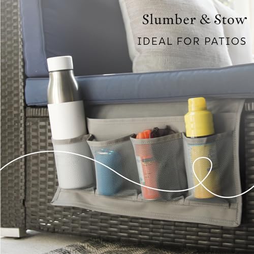 Houseify Slumber & Stow Hanging Bedside Caddy - 5 Pocket Bed Caddy Organizer for Tablets, Magazines, Phone, Glasses, Remotes & More - Ideal Storage For Dorm, Bedroom & Living Areas - 10"x17.3"