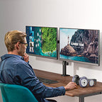 WALI Dual Monitor Stand for Desk, Dual Monitor Mounts for 2 Monitors up to 27 inch, 2 Monitor Desk Mount Holds up to 22 lbs, Height Adjustable Swivel Tilt Rotation, 75x75/100x100mm (M002), Black - size: Dual, style: C-Clamp