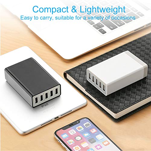 Desktop 5 Port USB Wall Charger 40W 8A, USB Hub Charging Station for Multiple Devices, Protable Multi Port USB Charger for Cell Phone, Tablet, Android Smart Phone and More - color: Power Charger (5Port Hub)