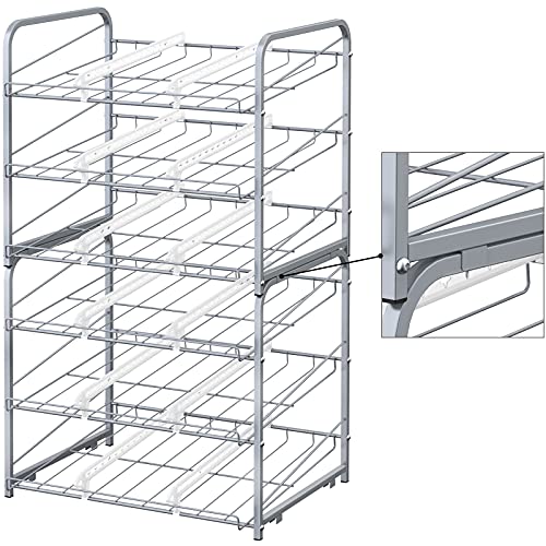 BTY Can Organizer for Pantry Stackable 2 Pack, Can Storage Organizer Rack Stacking Can Dispensers Small Space Holds up to 36 Cans for Pantry, Kitchen, Cabinet- Silver - color: Silver
