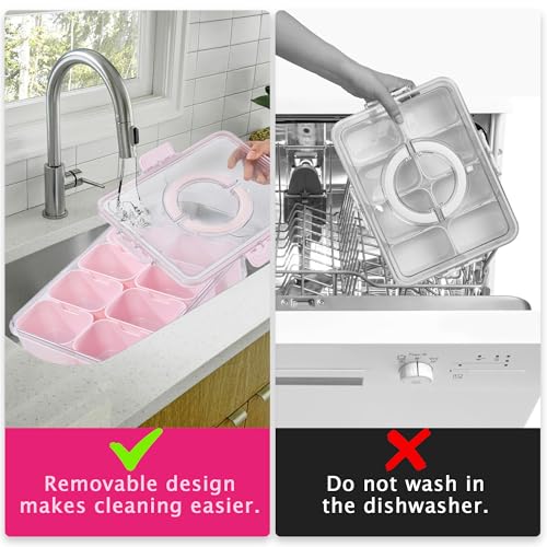 WACOI Divided Snack Serving Tray with Lid and Handle Travel Snackle Charcuterie Container Portable Storage Organizer for Candy, Fruits, Nuts, Snacks, Party, Picnic (1pack, Pink) - color: Pink
