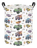 FANKANG Monster Truck Laundry Hamper Storage Basket, Nursery Hamper Canvas Laundry Basket Foldable with Waterproof PE Coating for Kids, Office, Bedroom, Clothes,Toys(Monster Truck) - color: Monster Truck