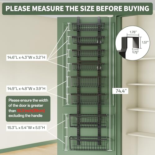 Eastherry Over The Door Organizer，8-Tier Over The Door Pantry Organizer with Adjustable Baskets，Metal Hanging Pantry Organizers and Storage for Kitchen, Back of Door Seasoning Rack (Black) - color: Black