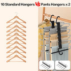 Pants Hangers Space Saving - 4 PCS Closet Organizer and Storage Jean Hangers, Stainless Steel Anti-Slip Clothes Hanger Scarf Holder Pants for Jeans Leggings Trousers Rack for Back to School, Black - size: 4