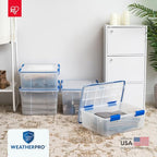 IRIS USA WeatherPro 16 Qt Storage Bins with Lids, 3 Pack, BPA-Free Plastic Gasket Box with Tight Latch and Seal, Stackable Nestable Tote Tub - Clear/Blue - size: 16 Qt. - 3 Pack