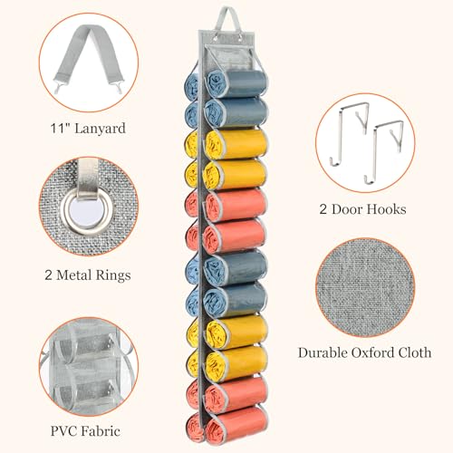 Lirex Scarf Storage Organizer with 24 Pockets, Yoga Legging Storage Organizer for Family Closet Bedroom, Light Grey - color: Light Grey