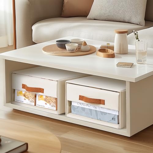 DIMJ Closet Organizers and Storage - Foldable Storage Bins with Drawers Fabric Stackable Storage Drawers with Clear Window,Fabric Clothes Organizers and Storage Drawers for Closet, 6-Pack, Beige - color: Beige, size: Large - 6 Pack