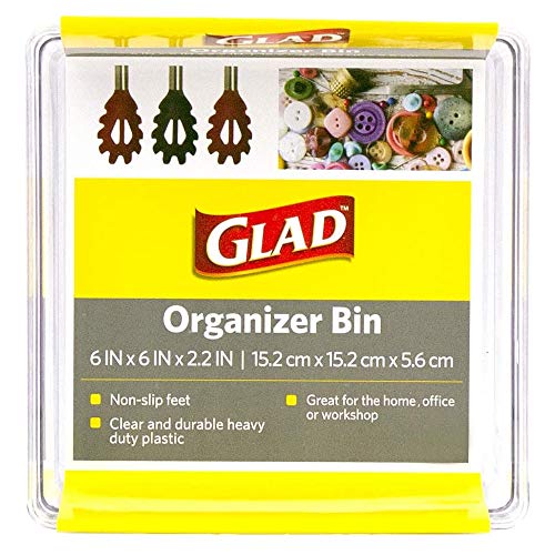 Glad Clear Plastic Organizer Bin – 6” x 6” x 2.2” Drawer Storage Tray with Non-Slip Feet, Clear - size: 6x6 (Pack of 1)