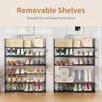 Metal Shoe Organizer,6 Tiers Shoe Storage Shoe Rack with Hooks,Fit 24-30 Pairs,Adjustable Shoe Shelf for Entryway,Hallway,Bedroom,Metal Bottom Support - size: 6 Tier
