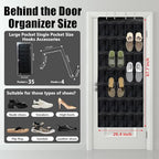 Over the Door Shoe Organizer 35 Pockets, Black Folding Hanging Shoe Rack for Door with Metal Hooks, No-Drill Install, Space-Saving Door Shoe Organizer for Closet, 67.7in x 26.4in