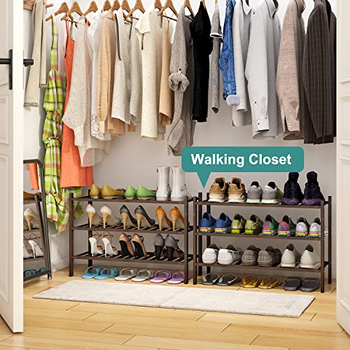 viewcare Shoe Rack for Closet, 3-Tier Bamboo Wood Shoe Racks, Stackable | Beautiful | Natural | Functional | Sturdy, Bamboo Shoe Rack for Entryway Hallway Closet - color: Brown, size: 3-Tier