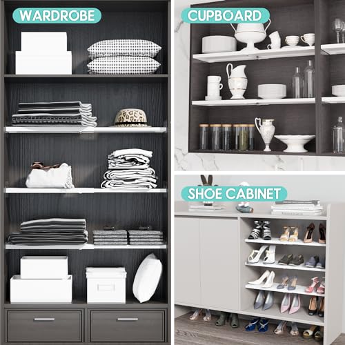 2Pack Expandable Closet Tension Shelves Organizers, Heavy-Duty Metal Tension Shelf, Adjustable Locker Shelf Cabinet for Closets Wardrobe Pantry Cupboard Kitchen Laundry - size: 2Pack/Normal, Large, W11.8" x L(17 "~ 31.5")