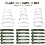 KOMUEE 30 Pieces Glass Food Storage Containers Set, Glass Meal Prep Containers Set with Snap Locking Lids, Airtight Glass lunch Containers, Microwave, Oven, Freezer & Dishwasher,White - color: White