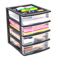 Gracious Living 4-Drawer Desktop and Countertop Storage Organizer Drawer Set, Plastic Office Desk Organizer, Black/Clear