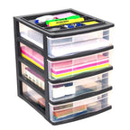 Gracious Living 4-Drawer Desktop and Countertop Storage Organizer Drawer Set, Plastic Office Desk Organizer, Black/Clear