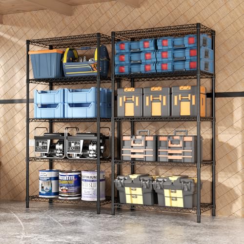SINGAYE Shelf Closet Wire Shelving：Adjustable Metal Unit for Laundry Room Organization Bathroom Kitchen Home Garage Storage Pantry Rack Shelves - color: Black, size: 5Tier-18"Dx36"Wx71"H