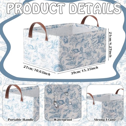 Boao 3 Pcs Blue Bow Storage Bin Collapsible Large Storage Baskets for Gifts Empty Candy Holiday Decor Canvas Laundry Basket Foldable Box with Handle for Office Home Bedroom Clothes - style: Blue Bow