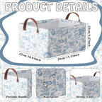 Boao 3 Pcs Blue Bow Storage Bin Collapsible Large Storage Baskets for Gifts Empty Candy Holiday Decor Canvas Laundry Basket Foldable Box with Handle for Office Home Bedroom Clothes - style: Blue Bow