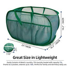 Collapsible Laundry Baskets, Upgrade Pop Up Laundry Hamper with Convenient Bags, Foldable Laundry Basket Mesh Light Weight, Easy to Carry Clothes Hampers for Laundry, Dorm, Toys, Travel Green - color: Green