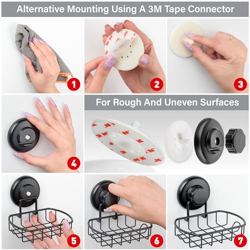 HASKO accessories Suction Soap Dish with Hooks - Super Powerful Vacuum Suction Cup Shower Soap Holder - Rustproof Stainless Steel SS304 Soap Basket - Sponge Holder for Bathroom & Kitchen (Black) - color: Black