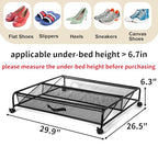 Goaste Under Bed Shoe Storage Organizer with Wheels, Rolling Underbed Storage Containers, Metal Shoe Rack Drawer Space Saving for Bedroom Organization, Shoes, Toys (Black)