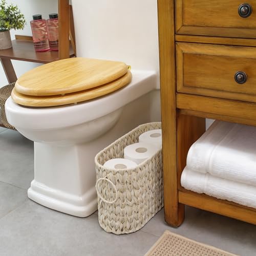 GRANNY SAYS Toilet Paper Storage, Toilet Paper Basket for Bathroom, 6 Mega Rolls Organizer Free Standing, Wicker Basket for Bathroom Storage, Butter Milk - color: Butter Milk, size: 15¾"L x 6½" Wx 9½"H (No Lid)