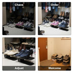 8 Pcs Adjustable Shoe Rack, Double Layer Shoe Slots Organizer, Space Saving Shoe Stackers, Sturdy & Anti-Slip, Easy to Use for Closet, Dorm, Living Room, Black