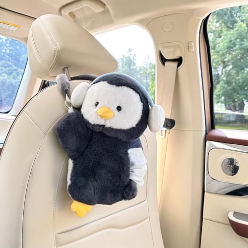 Tissue Box Cover Plush Tissue Box Holder for Car, Home, Decorative Holder/Organizer for Bathroom Vanity Countertop, Nightstands, Office Desk-Penguin - color: Penguin