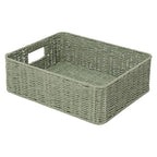 Drawer basket Handwoven Paper Rope Rectangular Shallow Basket Storage-15.35X12.01X4.72 Inches (Green) - color: Green
