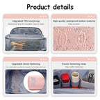 BOYATU Travel Makeup Bag for Women: Cosmetic Organizer Bag with Compartments - Leather Make up Bags Set of 3 (G-3-Pink) - color: G-3-Pink